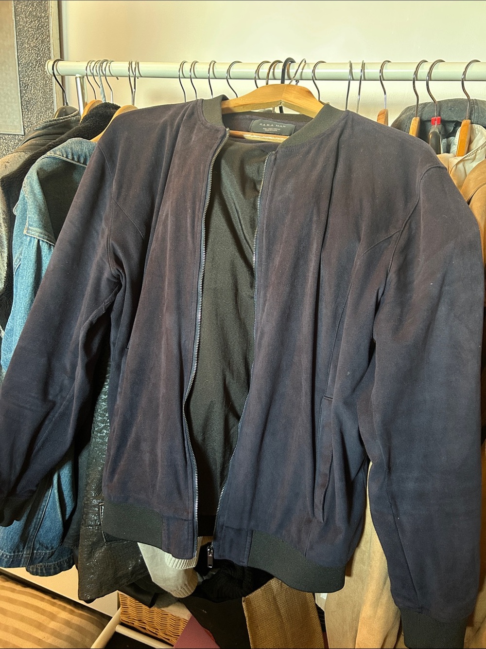 Zara Man Dark Navy Bomber Jacket